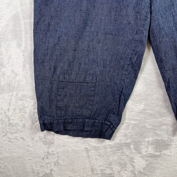 FLAX 100% Linen Pants Size Medium** Blue Boho Extra Wide Leg Strong and Capable - Picture 3 of 13
